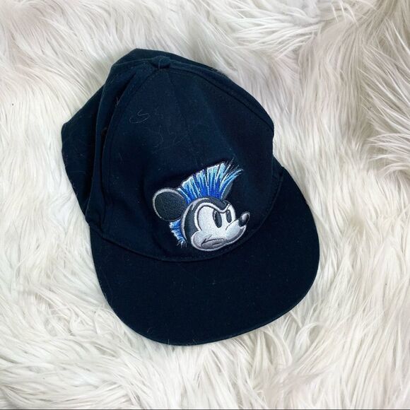 NEW! Disney Park Mickey Mouse Mohawk punk rock black flexfit hat cap Walt Disney - Picture 2 of 5